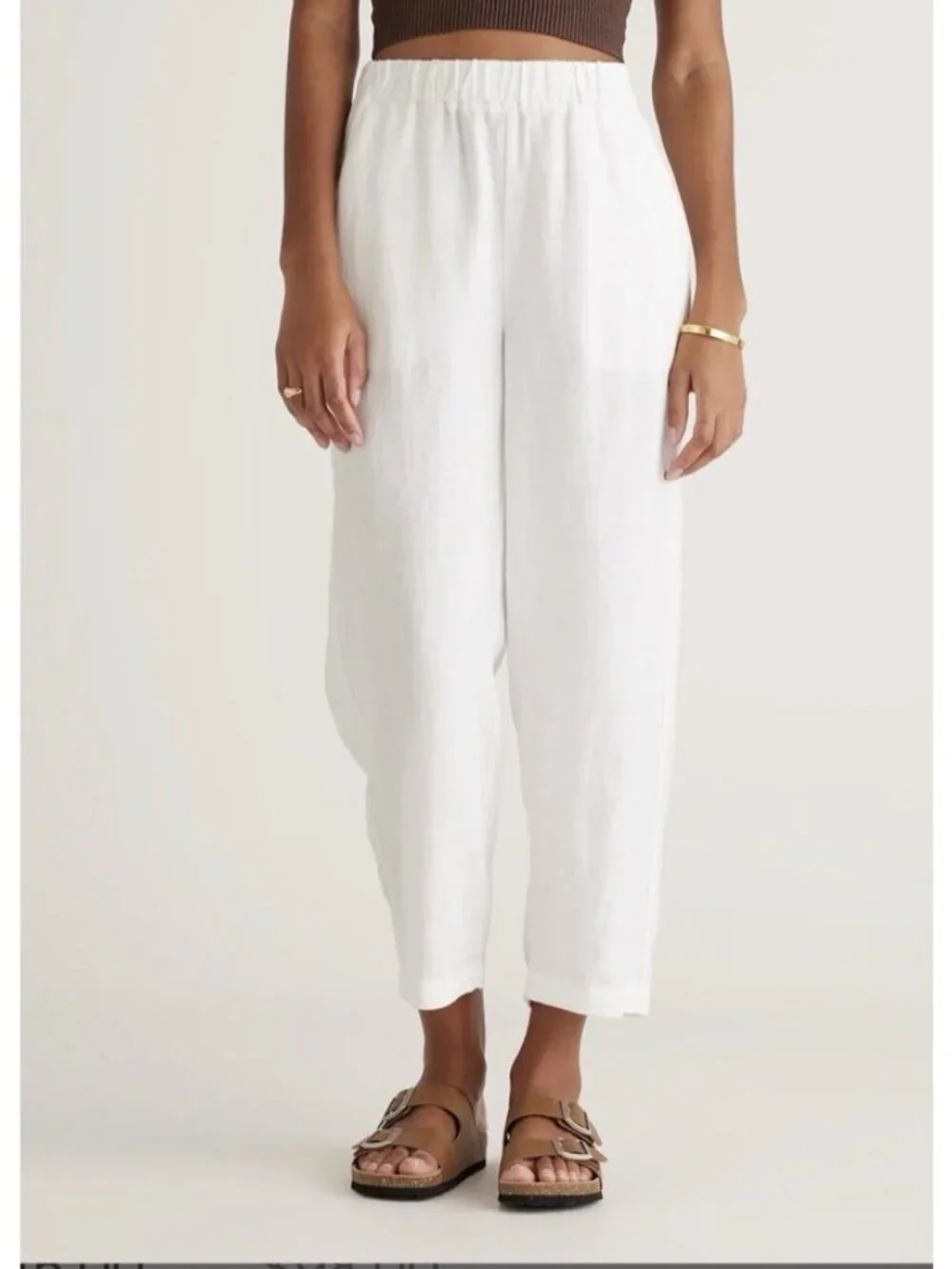 Quince Women’s 100% European Linen Pull On Crop Pants White Size S - Picture 3 of 16